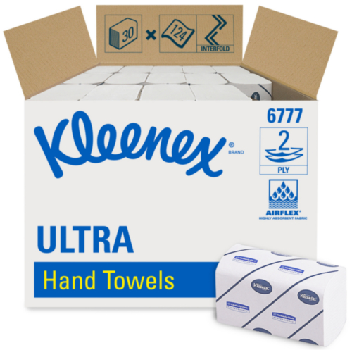 Полотенца бумажные 124шт,kimberly-clark Kleenex,ком.30шт,Ultra,2-сл,бел,31.5x21.5 interfold (601533-534) 6777 (5027375040917)