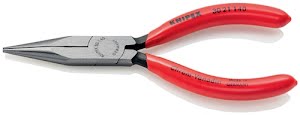 Long-nose pliers overall length 140 mm shape 2 polished head plastic-coated KNIP
