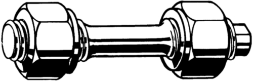 Perno com haste reduzida e 2 porcas DIN 2510 L/NF Aço 21CrMoV5-7+QT (1.7709)/25CrMo4+QT (1.7218) Sem tratamento de superficie