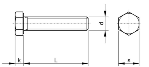 Śruby z łbem sześciokątnym DIN 933 Stal Ocynk płatkowy bez Cr6+ wg ISO 10683 (flZnnc) 10.9 M16X30