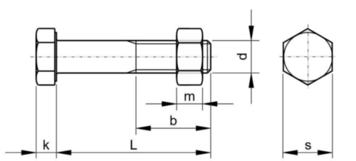 Structural assembly set ISO metric thread EN 15048 Aço Galvanizado a quente 8.8/8 M12X110