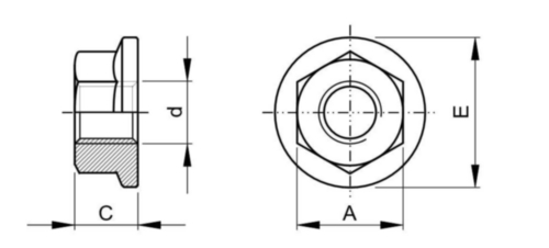 Prevailing torque type hexagon nut with flange, all metal UNC ASME B18 ...