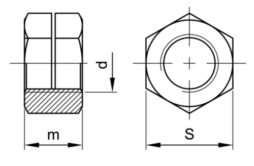 Prevailing torque type hexagon nut, all metal H100-ESN Steel Zinc ...