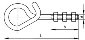 Veiligheidsschommelhaak met 3 moeren Staal Elektrolytisch verzinkt M12X180X80
