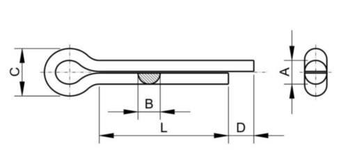 Cotter pin extended prong square cut type ASME ASME B18.8.1 Stainless ...