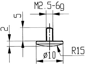 Palpeur D. 10 mm vouté rayon 15 M2,5 acier adapté à horloges de mesure KÄFER